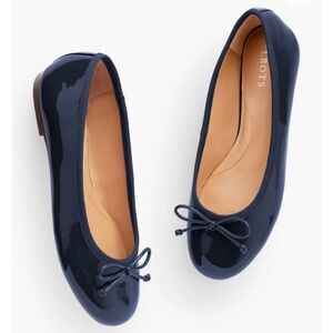 Talbots Blair Patent Leather Bow Ballet Flats - Indigo Blue - Size 8M